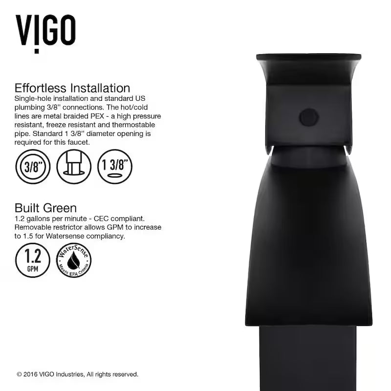 Single Handle Bathroom Faucet Matte Black H2800