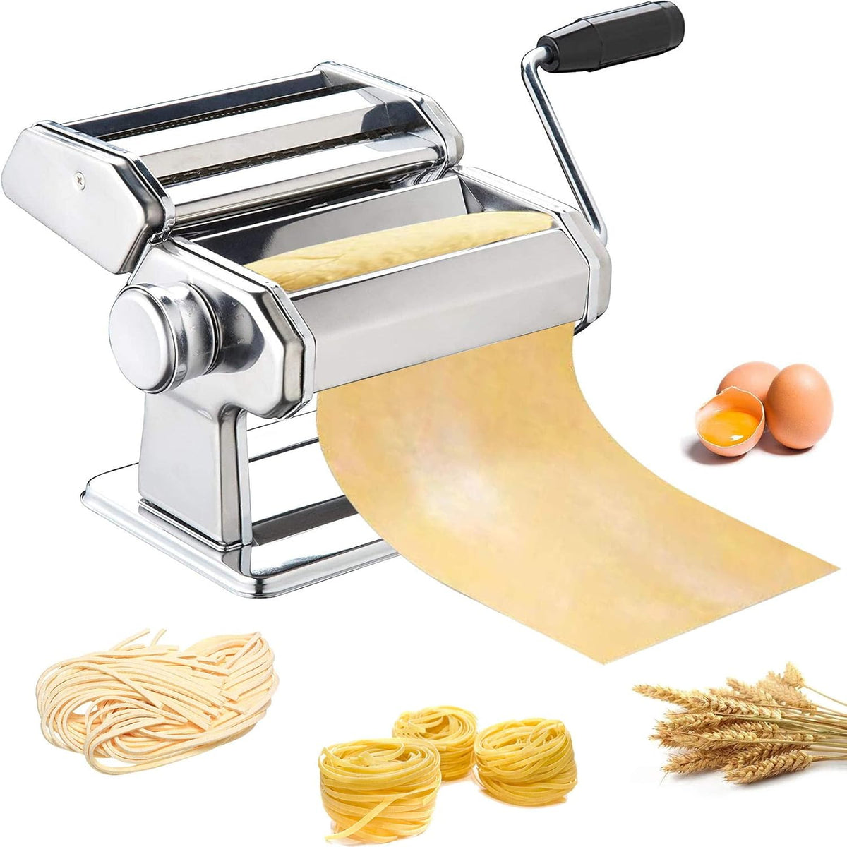 Stainless Steel Pasta Maker with 7 Thickness Settings W423