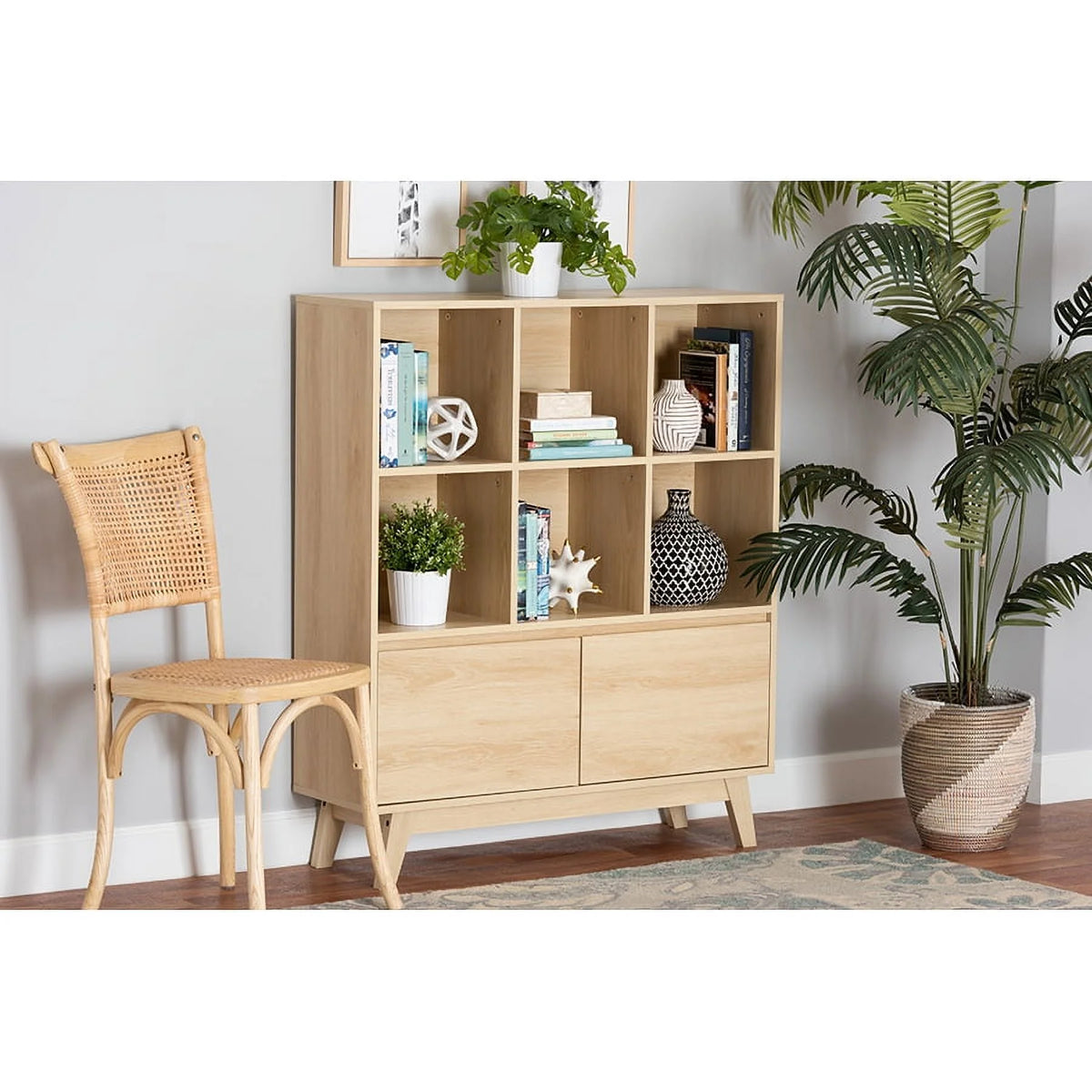 Oak Brown Finished Wood Bookshelf R79370