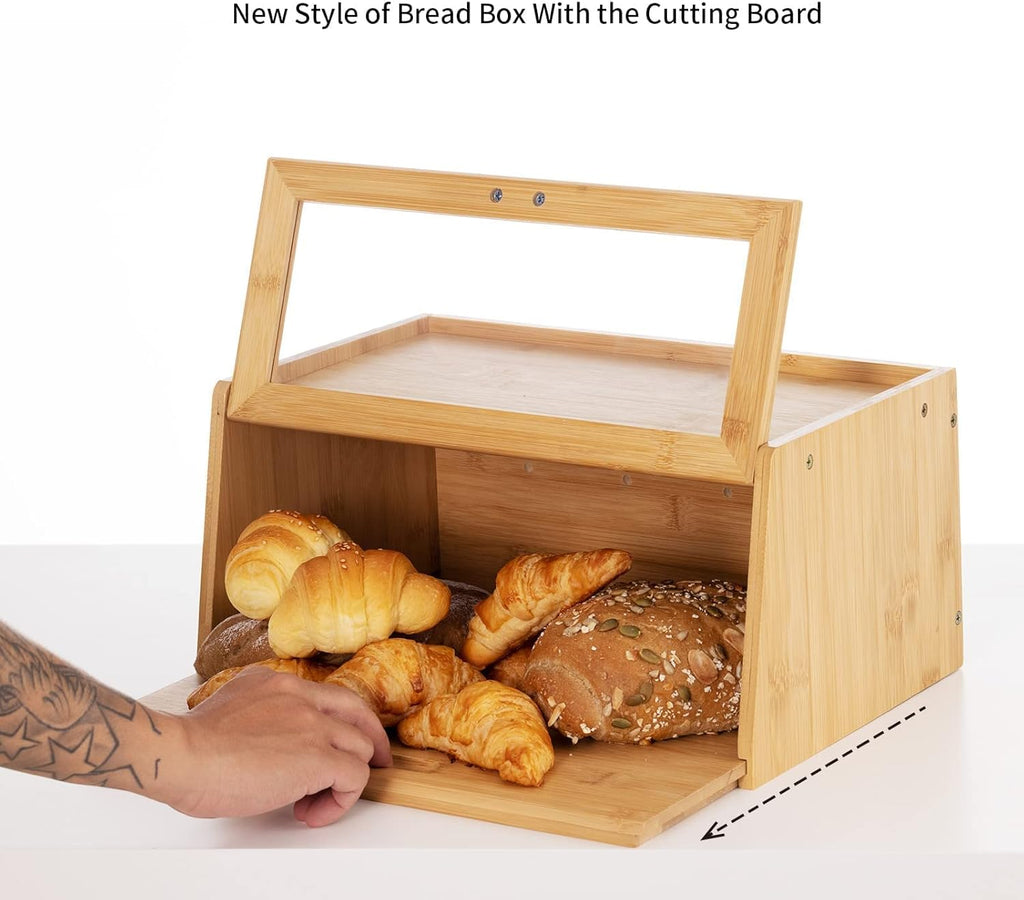 Bamboo Bread Box with Cutting Board W46895