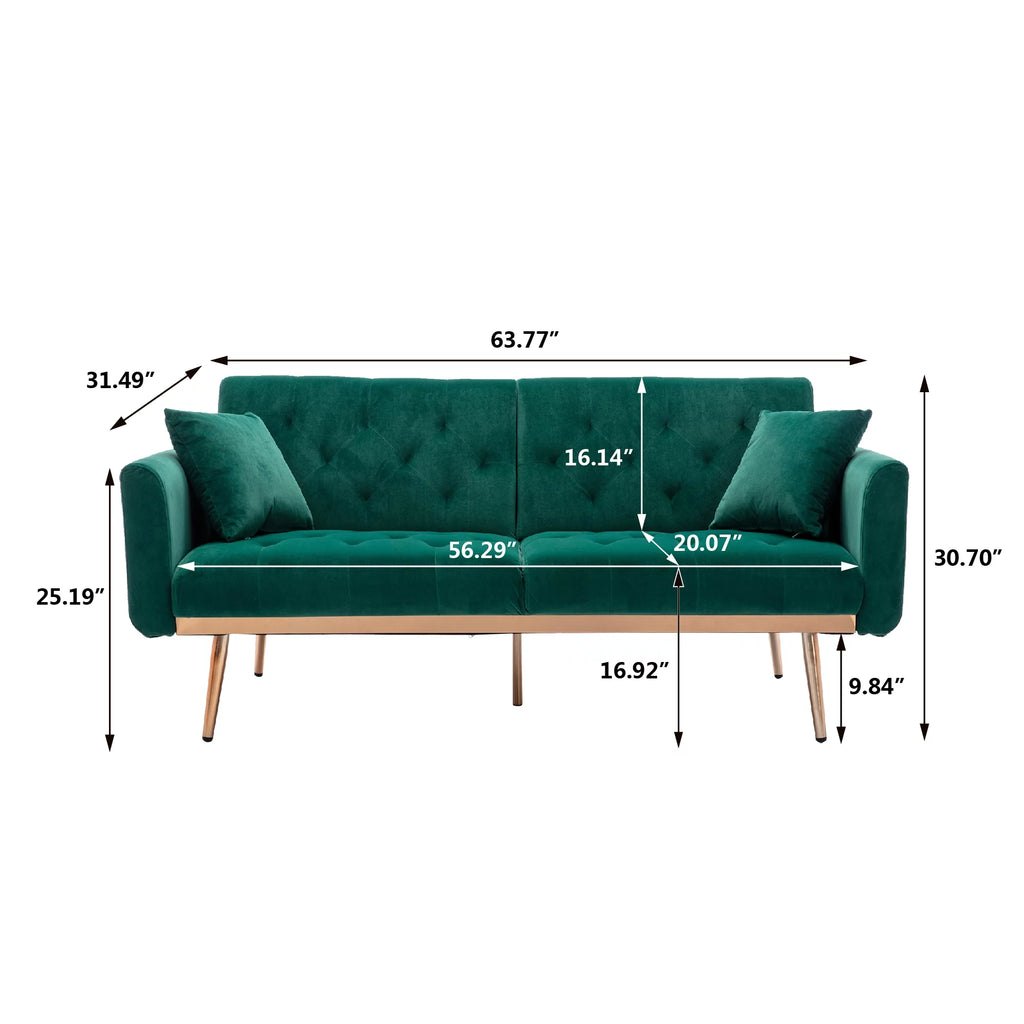Velvet Accent Sofa with Rose Gold Metal Feet B685