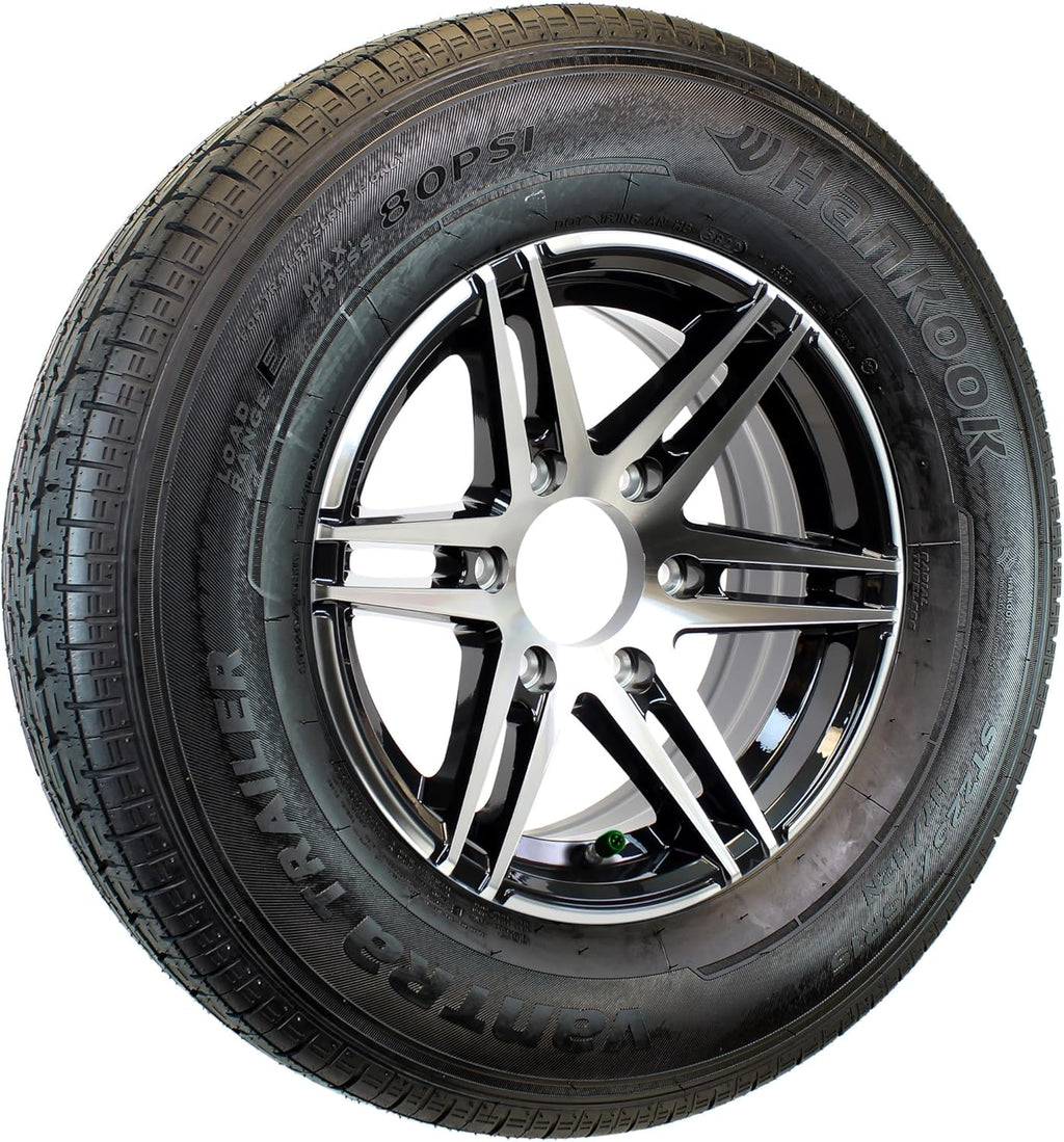 ST225/75R15 Trailer Tire on Black Aluminum 6 Lug Wheel M60700