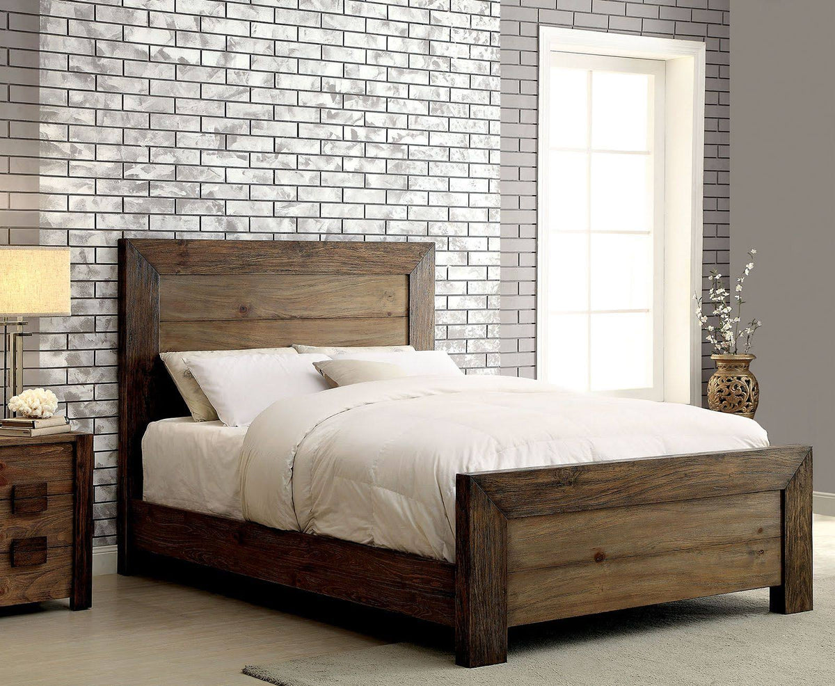 Rustic Natural King Panel Bed L264