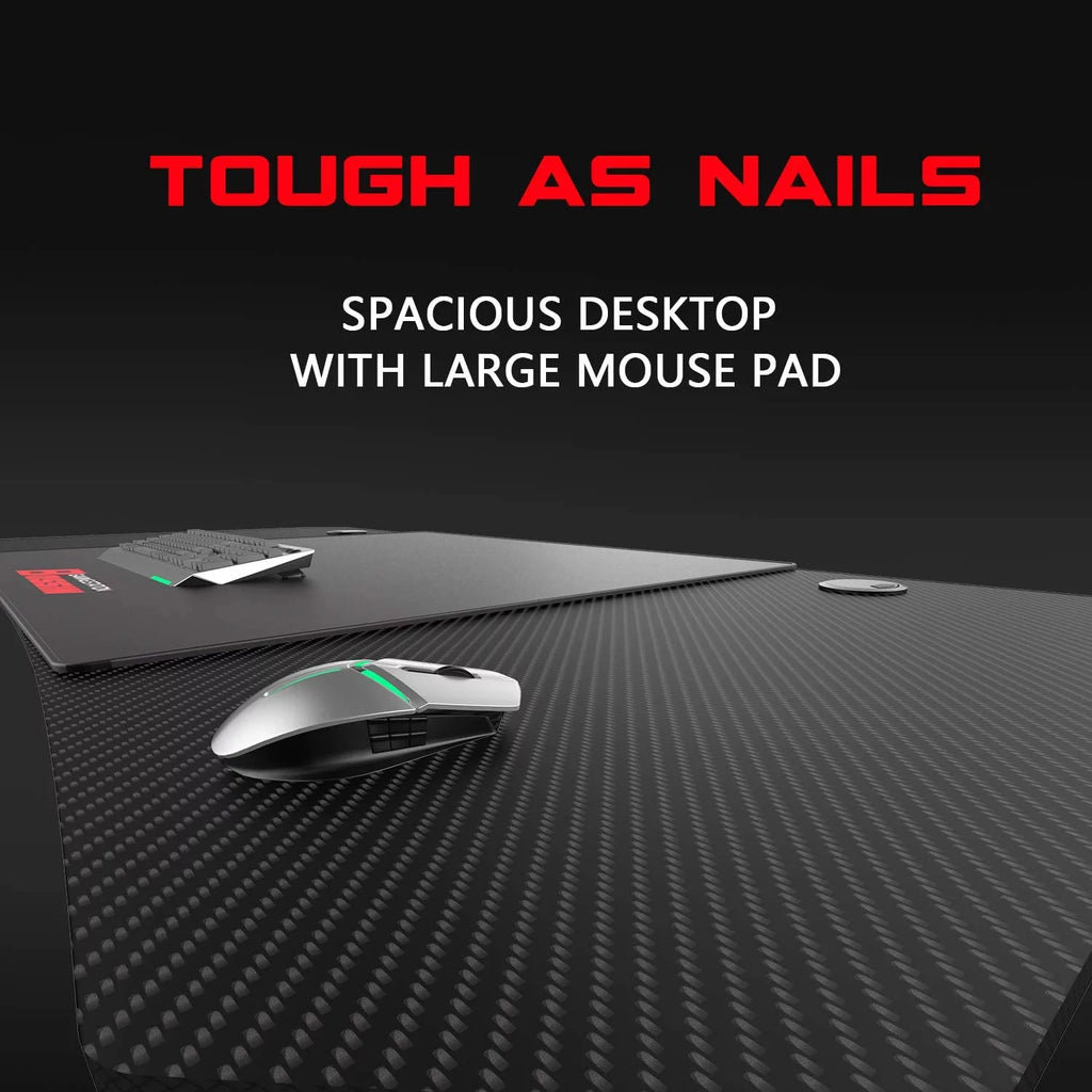 63 Inch Ergonomic Gaming Desk with Mouse Pad and Cup Holder Q925