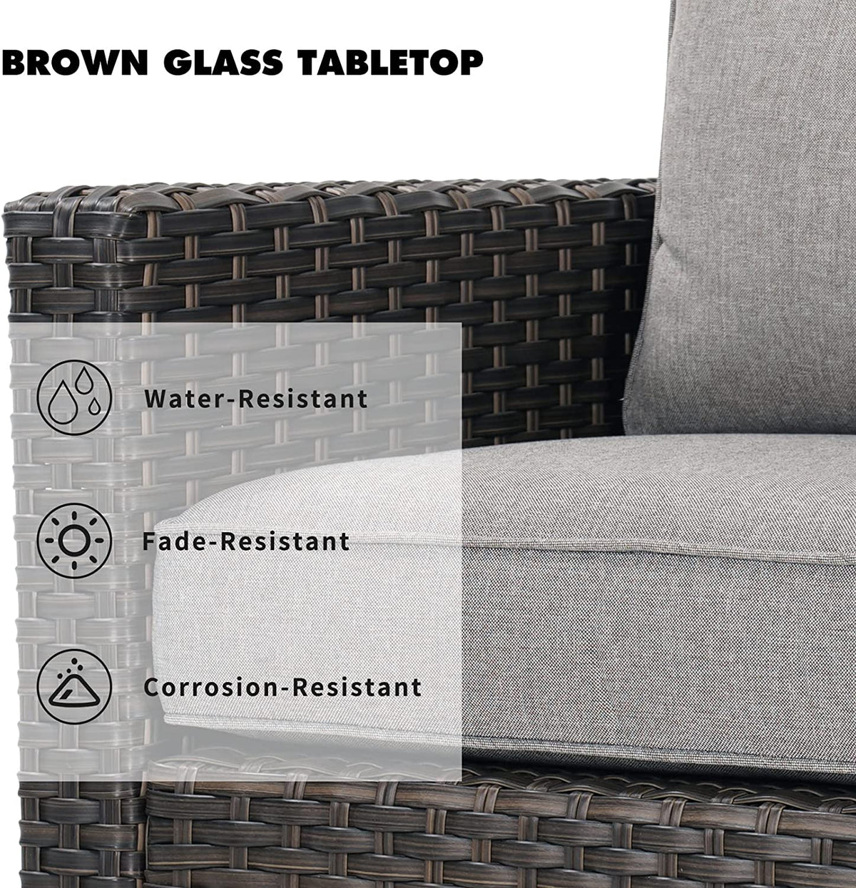Patio Wicker Sectional Sofa with Thick Cushions and Steel Frame U899
