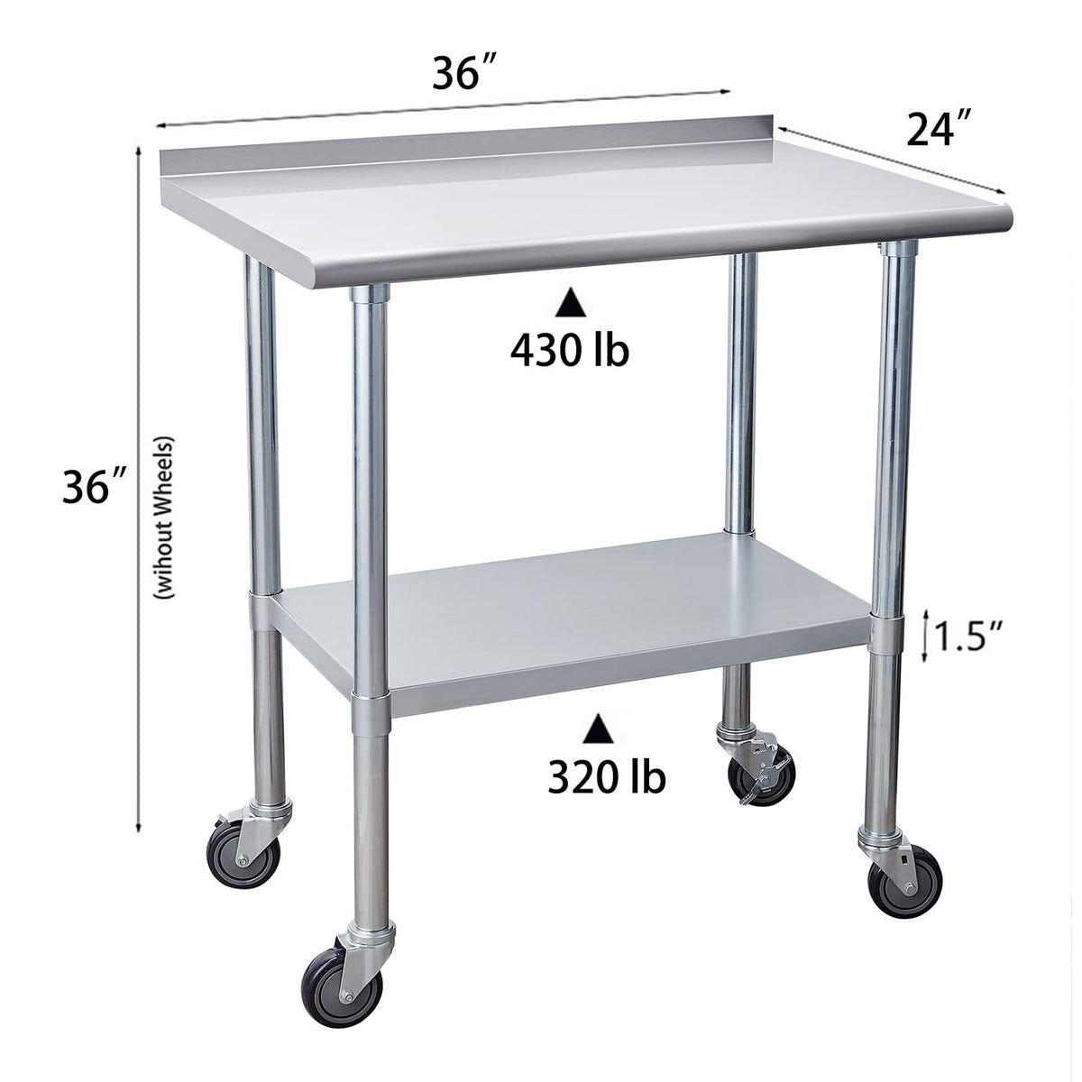 Stainless Steel Table with Caster Wheels T250