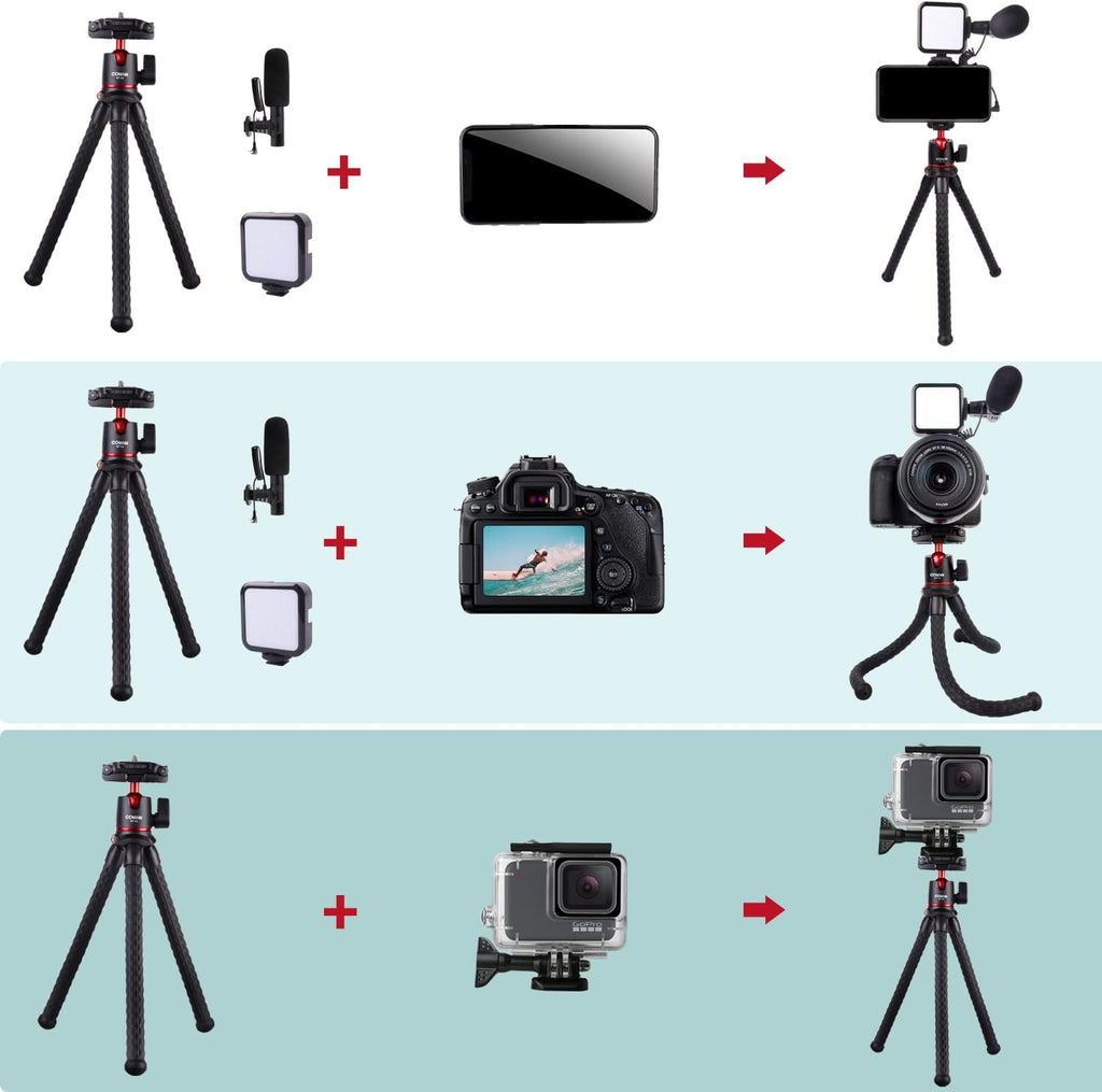 Smartphone Camera 2-in-1 Tripod Stand Microphone Light Kit P321