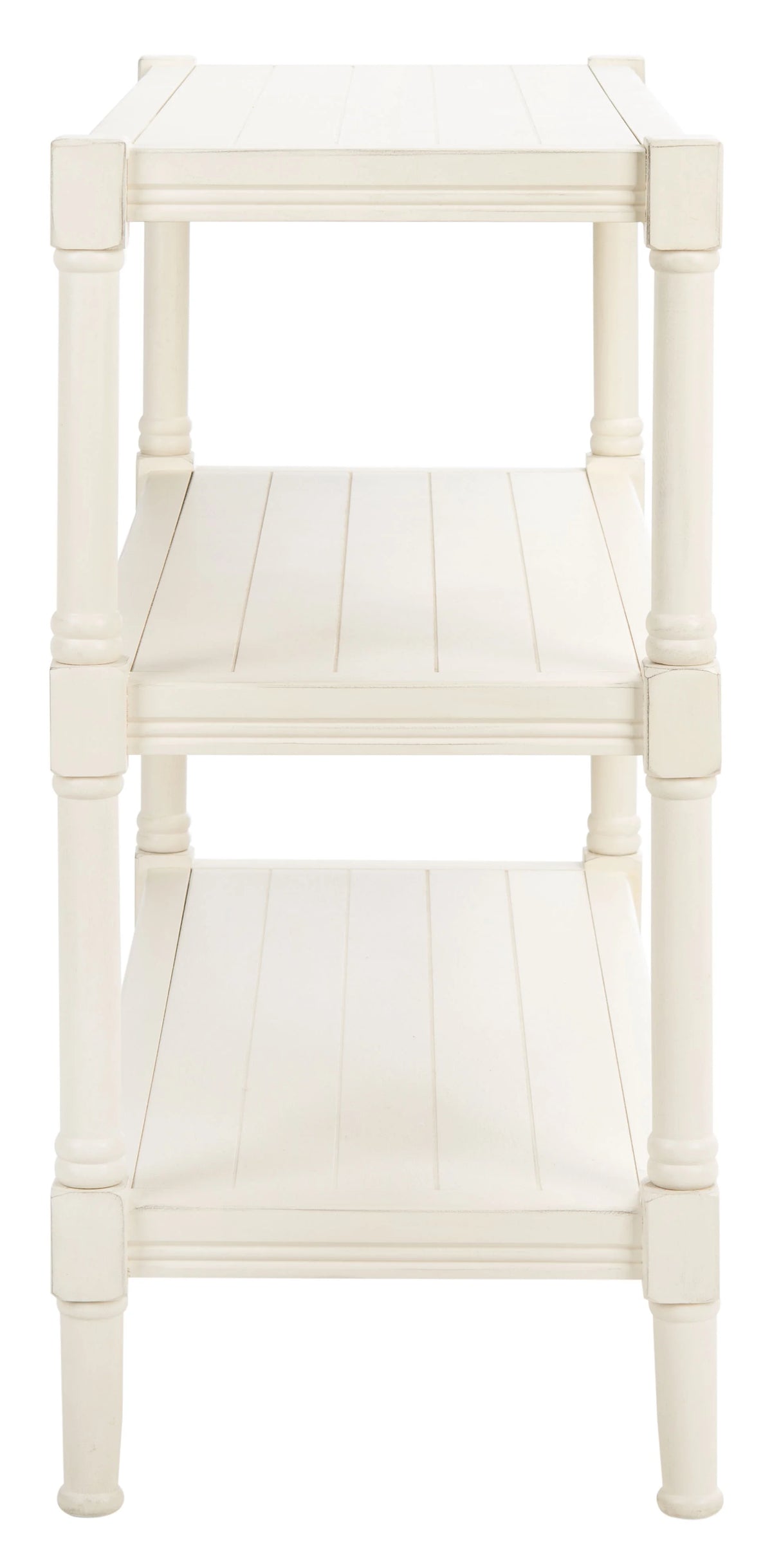 Distressed White Wood Console Table with Shelf I854492