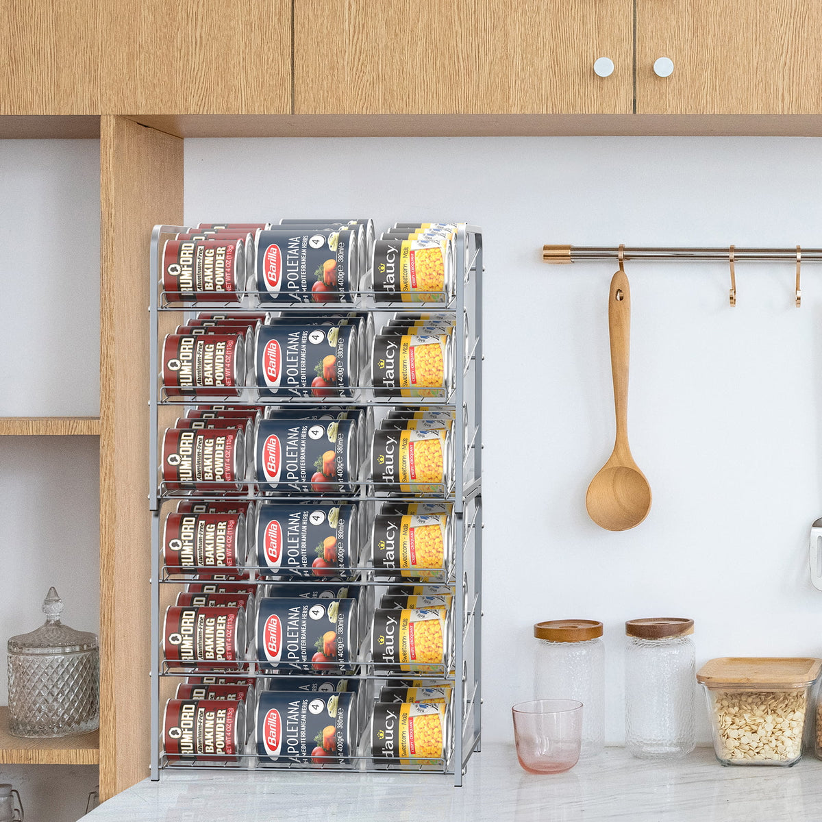 2 Pack 3-Tier Stackable Can Rack Organizer Storage Holder, Silver C5628