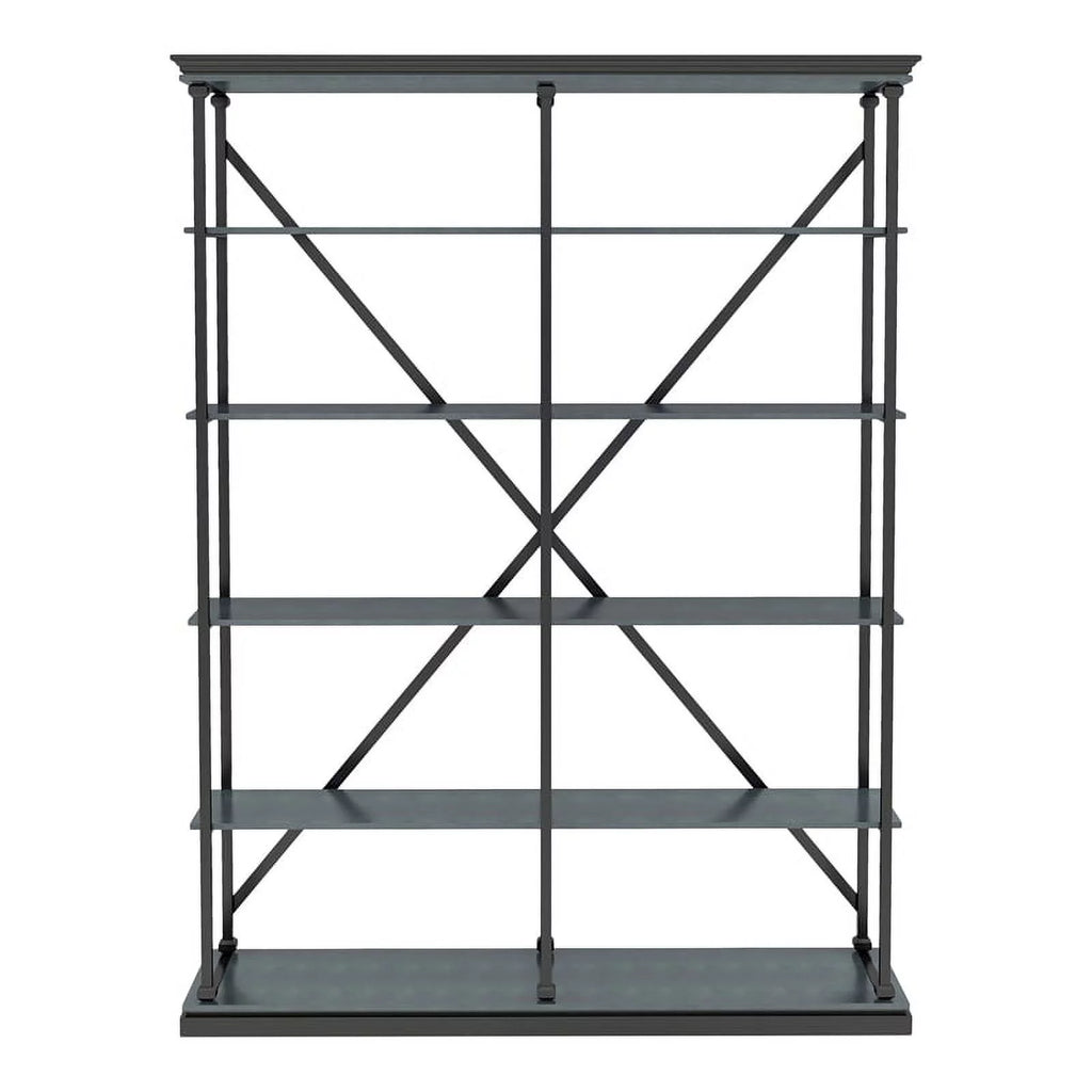 Antique Blue 58-Inch Industrial Metal Bookcase J696913