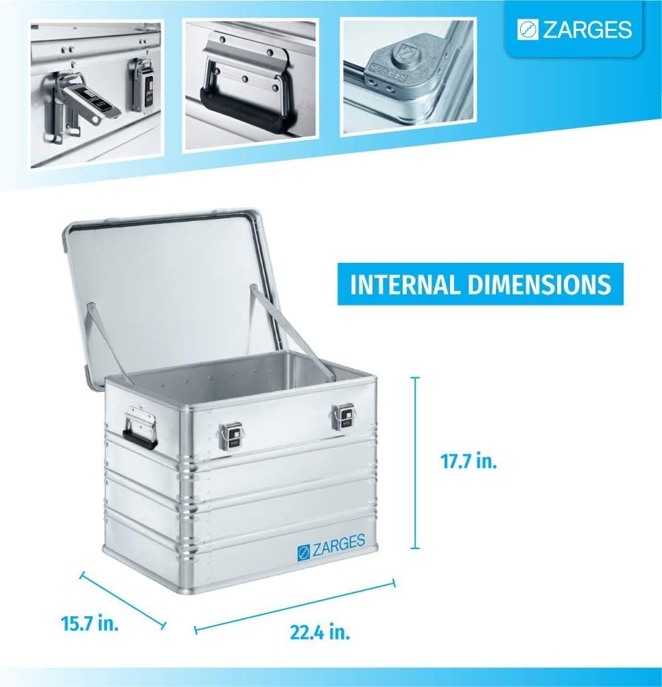 Aluminum Hard Protective Carrying Case, Stackable Storage, Lock Box (22.4 x 15.7 x 17.7 Inches) F3612