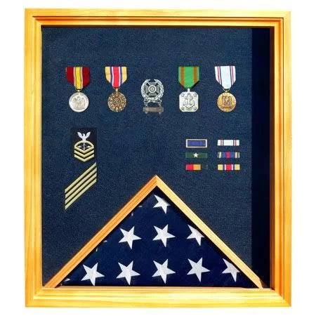 Oak Medal and Flag Display Case I87688