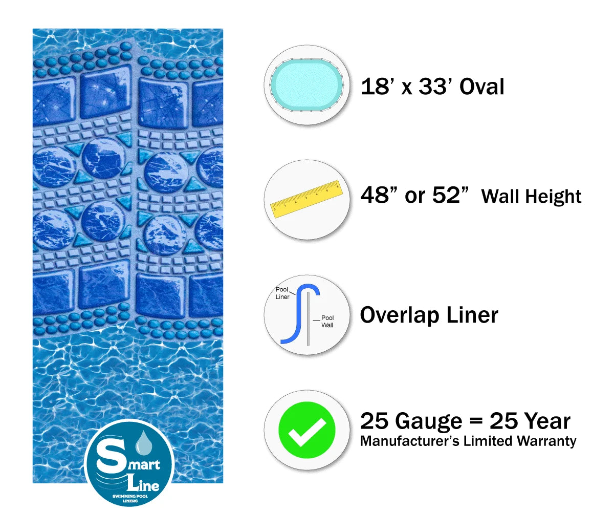 18' x 33' Oval Overlap Pool Liner H1932