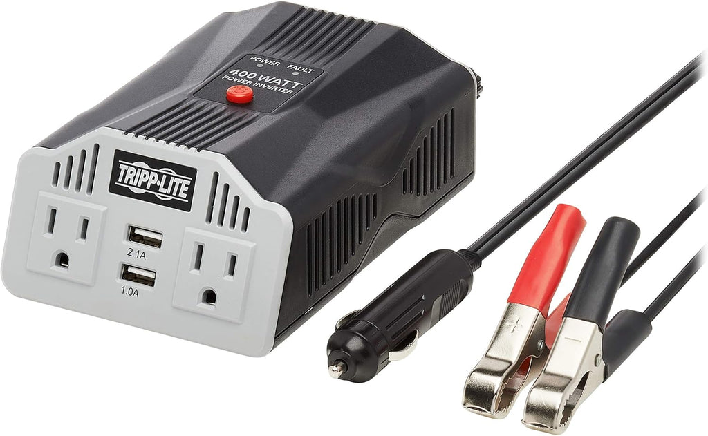 400W Car Power Inverter with 2 Outlets & 2 USB Charging Ports, Gray, Pack of 2 J608