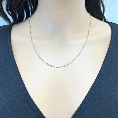 14K Rose Gold Paperclip Chain Necklace 16"-24" A9975