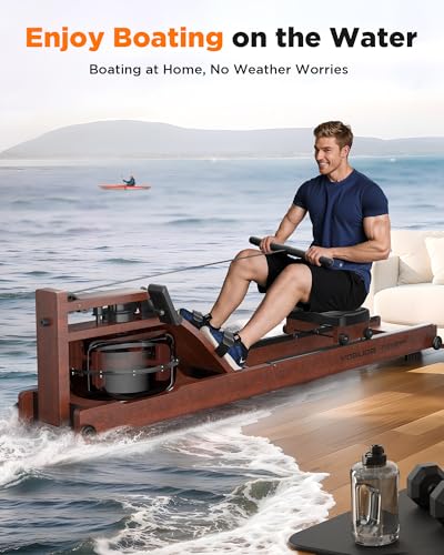 Foldable Water Rowing Machine 400LBS Weight Capacity with Monitor E48118