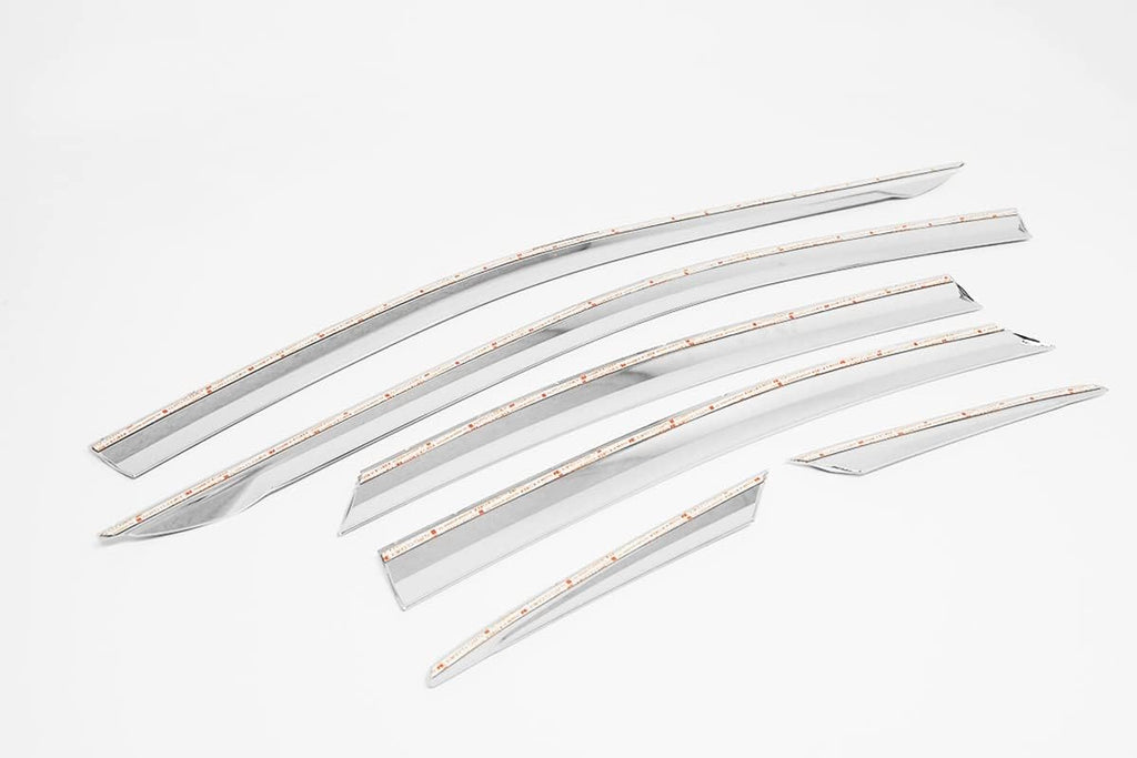 Chrome Finish Tape-On Style Rain Guards for Kia Forte Sedan 2019-2022 (6PCs) J313
