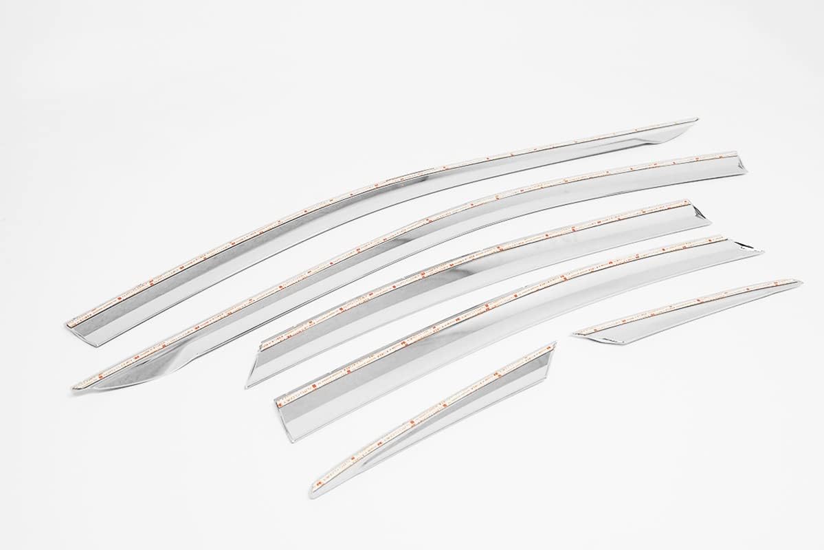 Chrome Finish Tape-On Style Rain Guards for Kia Forte Sedan 2019-2022 (6PCs) J313