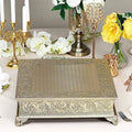 Gold Square Embossed Wedding Cake Stand Riser N263682