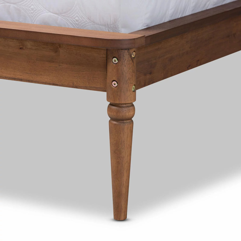 Walnut Brown Wood King Size Platform Bed Y89899