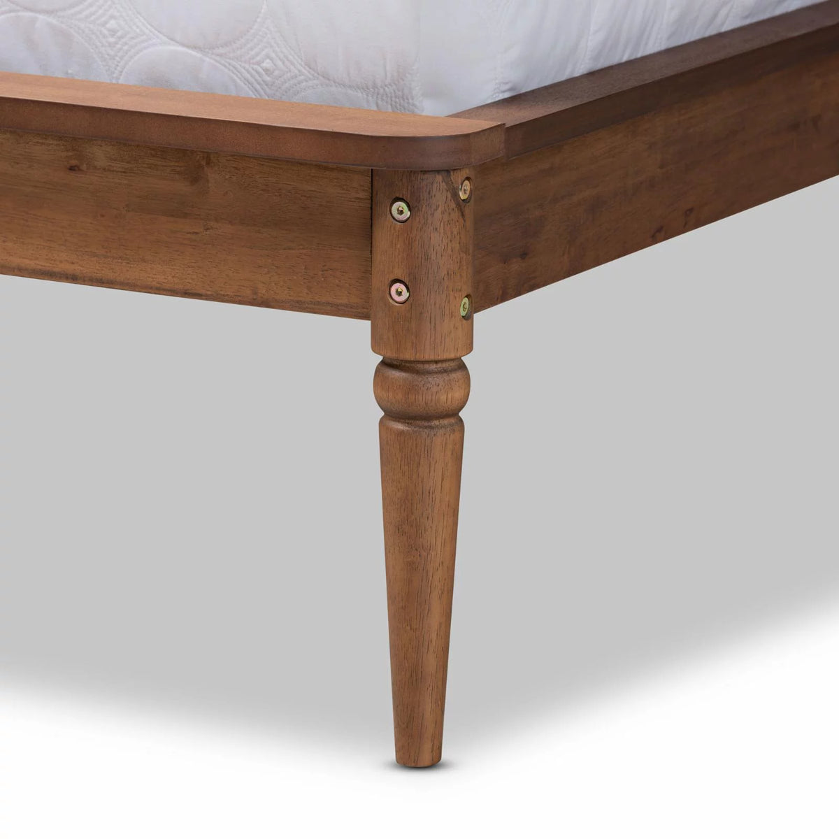 Walnut Brown Wood King Size Platform Bed Y89899