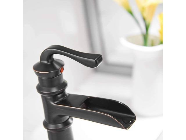 Tall Oil Rubbed Bronze Waterfall Vessel Sink Faucet with Pop Up Drain T877