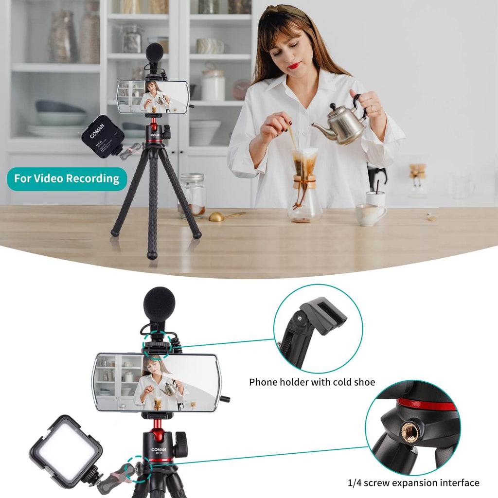 Smartphone Camera 2-in-1 Tripod Stand Microphone Light Kit P321
