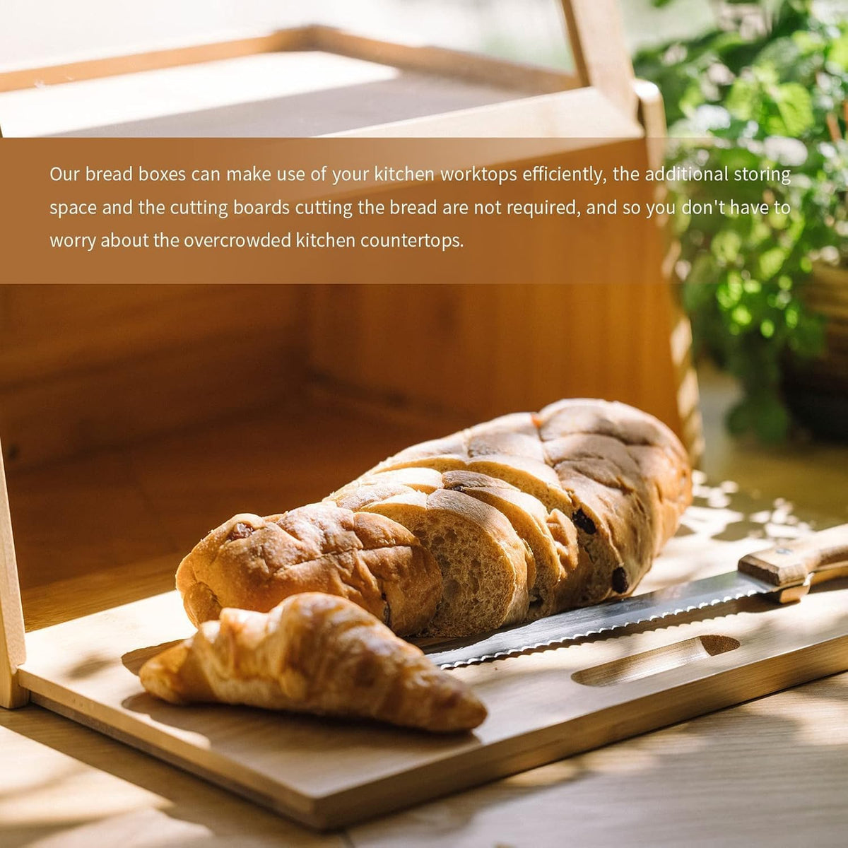 Bamboo Bread Box with Cutting Board W46895