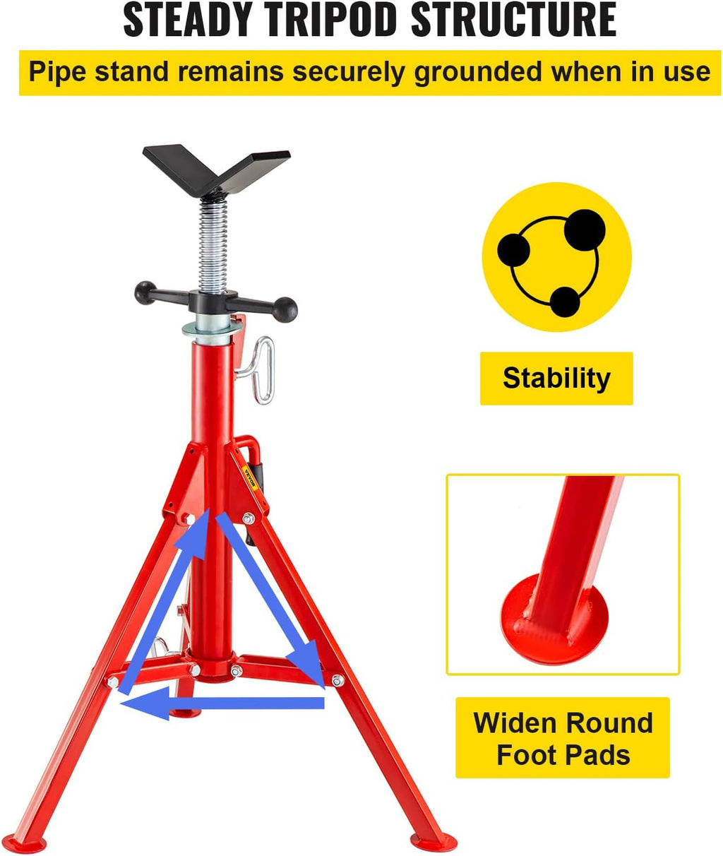 Adjustable Folding Steel Pipe Stands 28-52 Inch 2500 LB Pack of 2 J30556