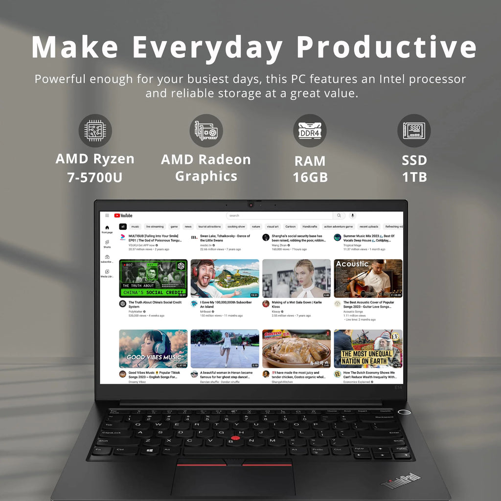 14" FHD Laptop, AMD Ryzen 7 5700U, 16GB RAM, 1TB SSD, Black Z471
