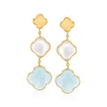 Aquamarine Clover Drop Earrings in 14kt Yellow Gold K871