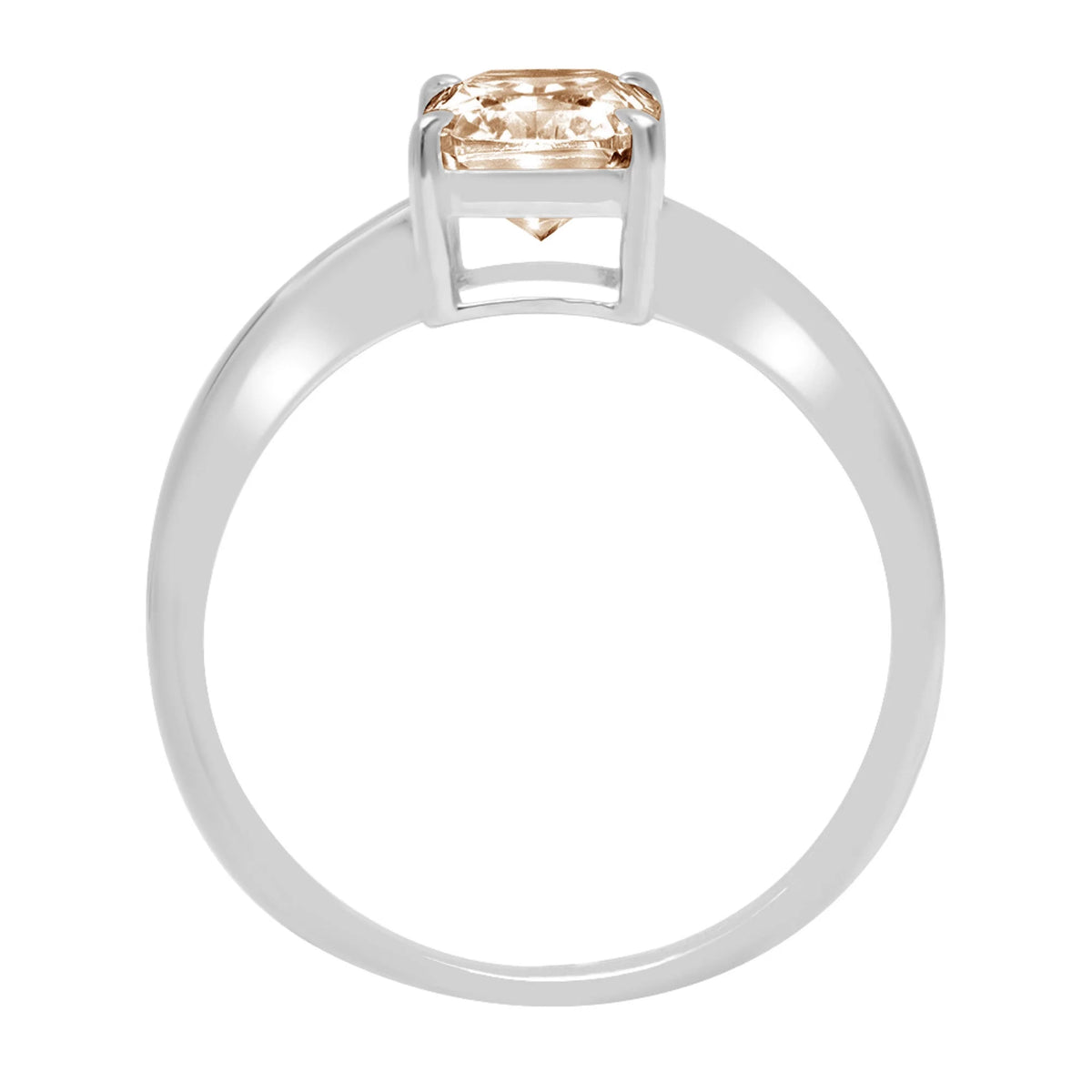 1.75ct Radiant Cut Champagne Simulated Diamond 14k White Gold Ring Size 8.25 L310