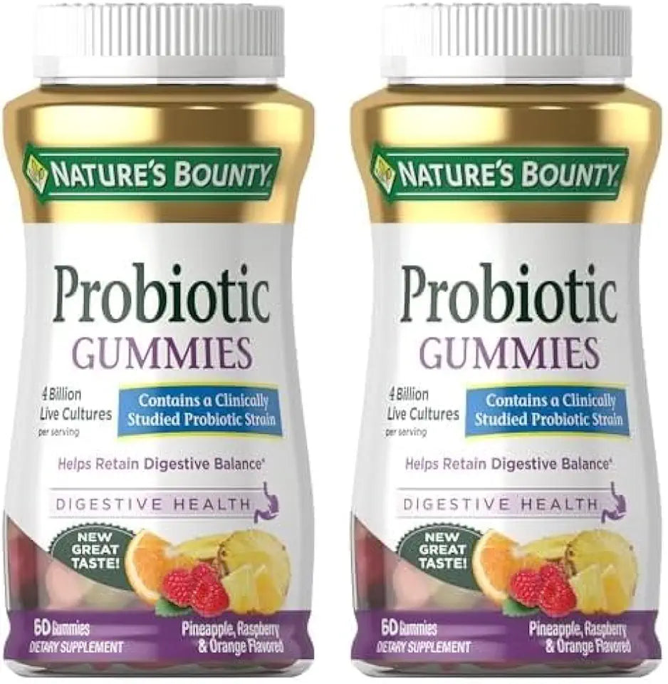 Pineapple Raspberry Orange Flavor Probiotic Gummies 60 Ct Pack of 2 Y763