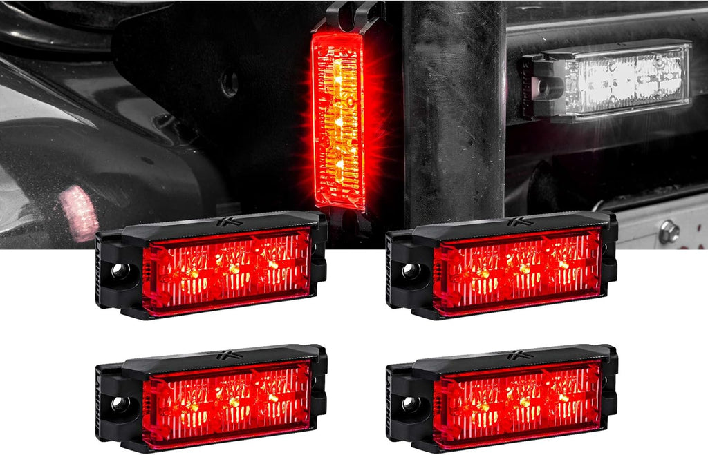 4pc 3.5" 3W Amber LED Flashing Strobe Light Head Surface-Mount R820935