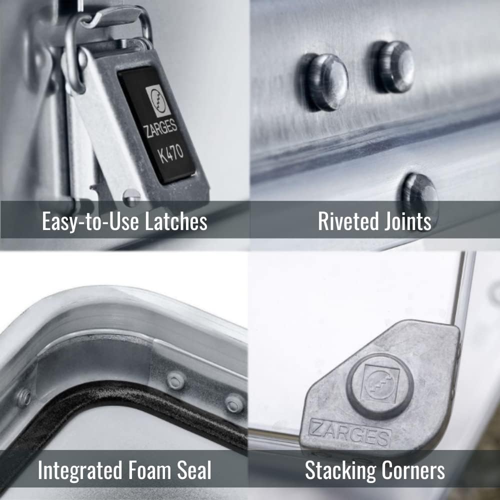 Aluminum Hard Protective Carrying Case, Stackable Storage, Lock Box (22.4 x 15.7 x 17.7 Inches) F3612