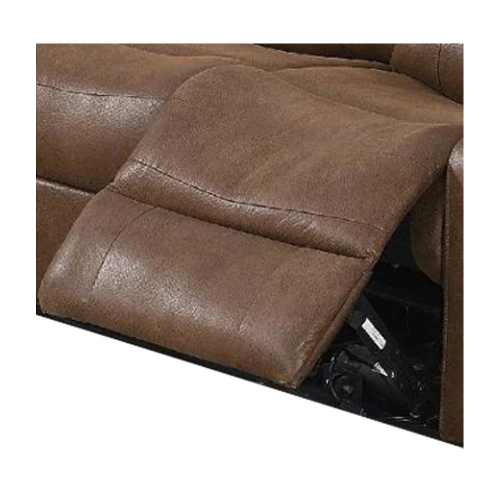 Brown Leathrette Metal Pine Frame Manual Reclining Sofa E604