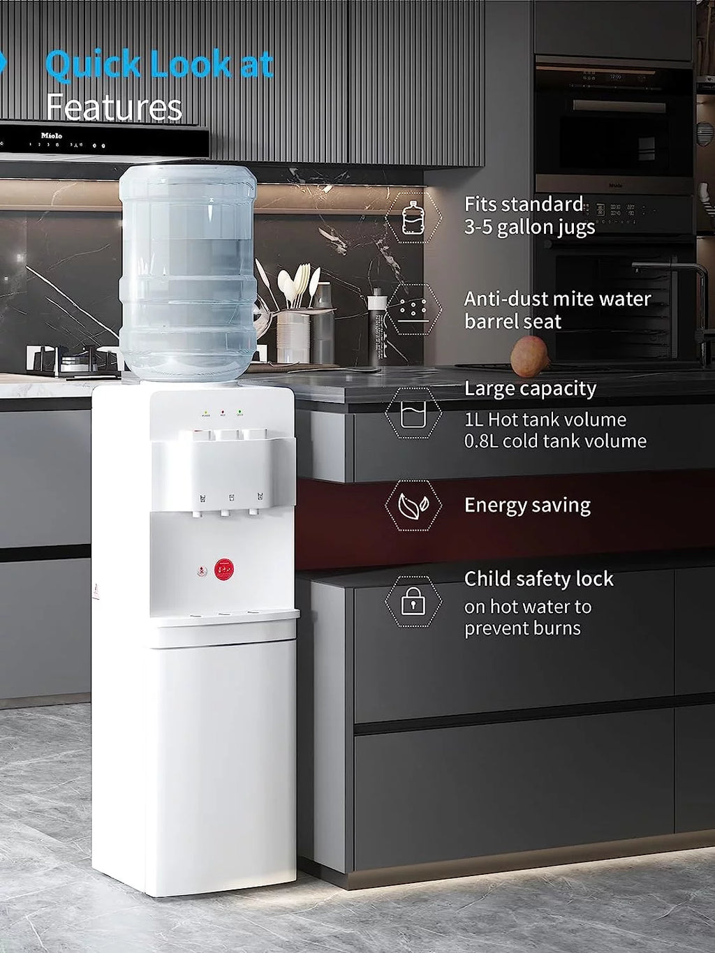 Top Loading Hot & Cold Water Cooler Dispenser White Q562