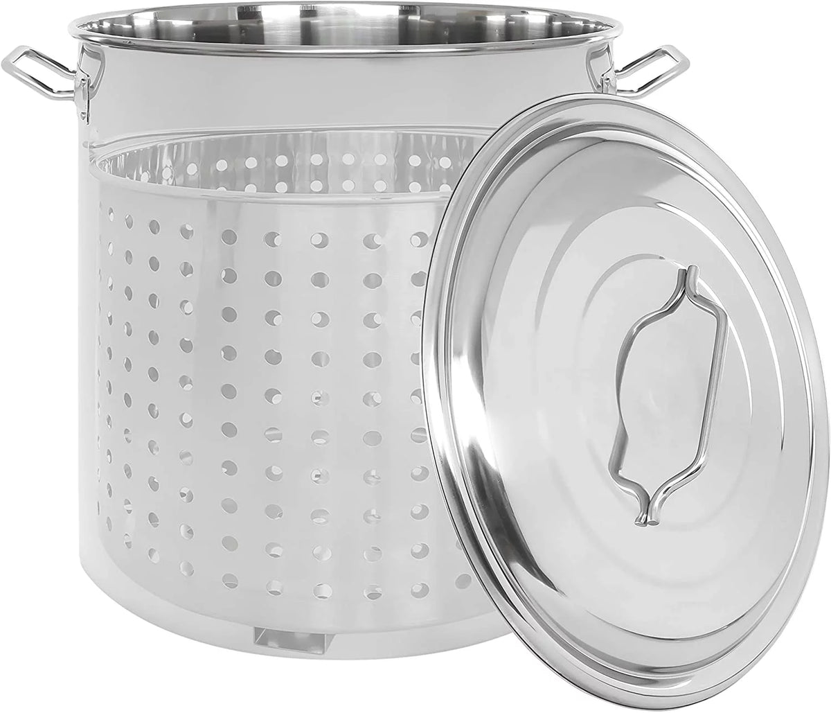 Stainless Steel Stock Pot with Steamer Basket 40 Quart Q153516
