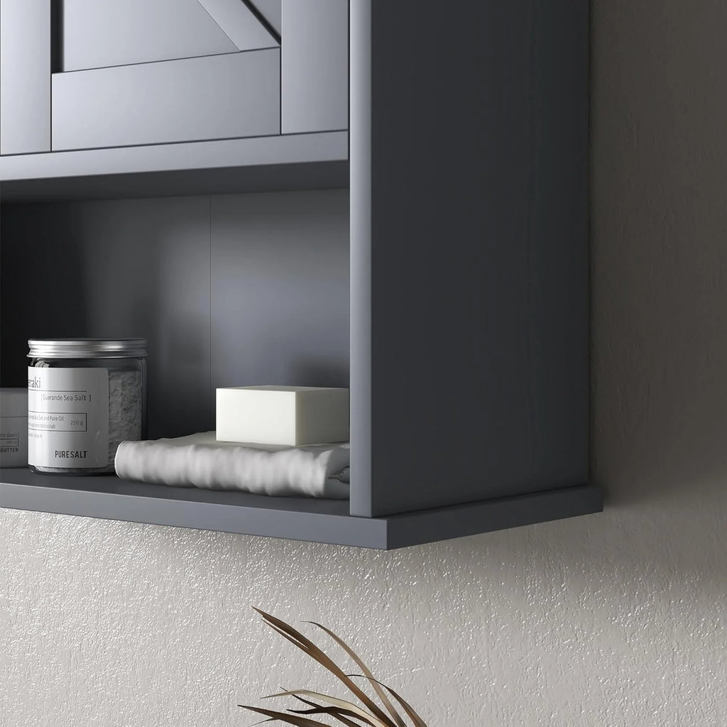 Gray Wall Mounted Bathroom Cabinet with Adjustable Shelf G569