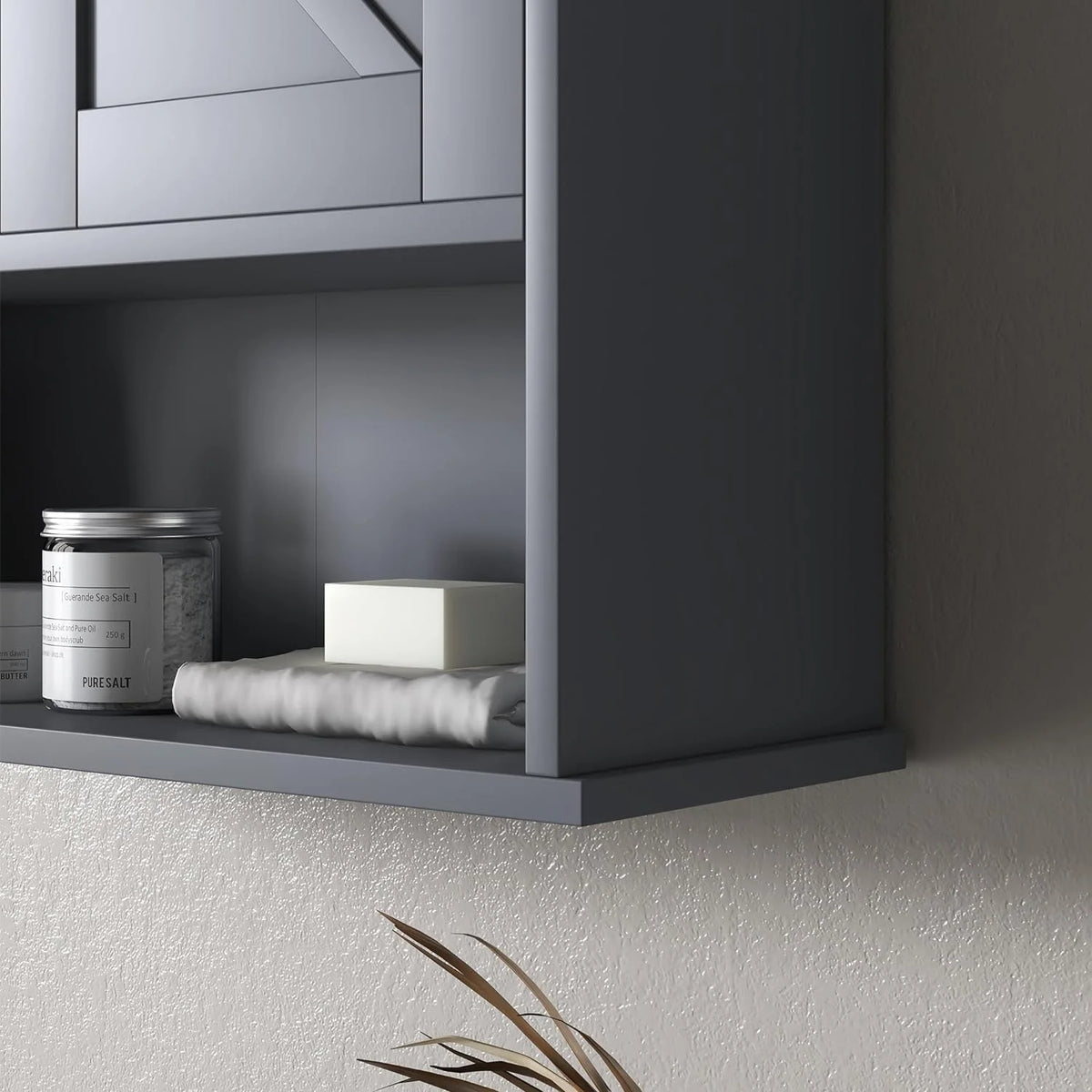 Gray Wall Mounted Bathroom Cabinet with Adjustable Shelf G569