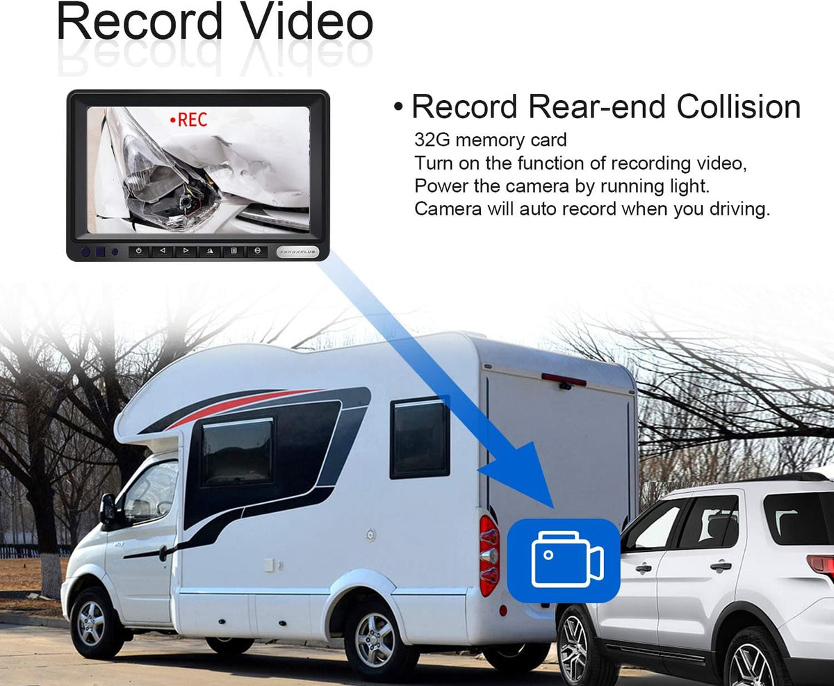 Wired Backup Camera System 1080P 7 Monitor IP69 Waterproof Infrared Night Vision Reverse Camera E562640