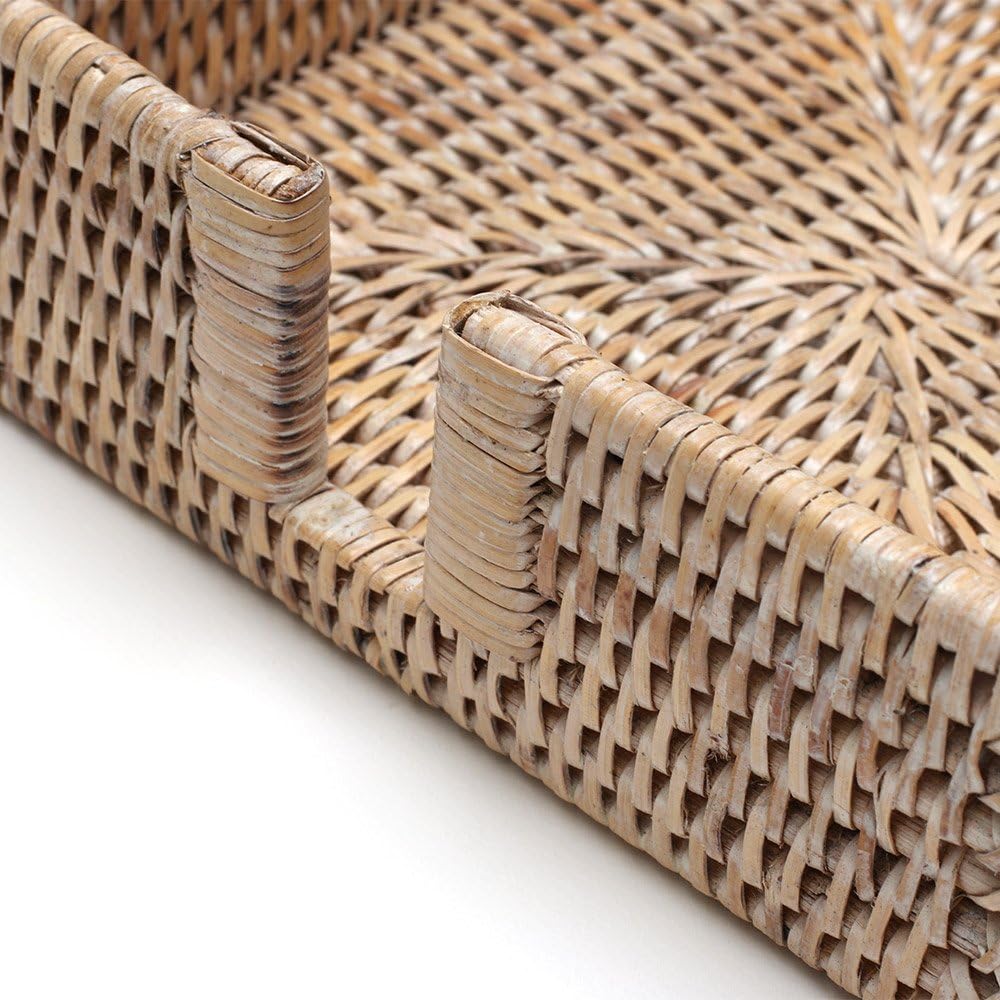 White Natural Rattan Luncheon Napkin Holder, Pack of 2 I372