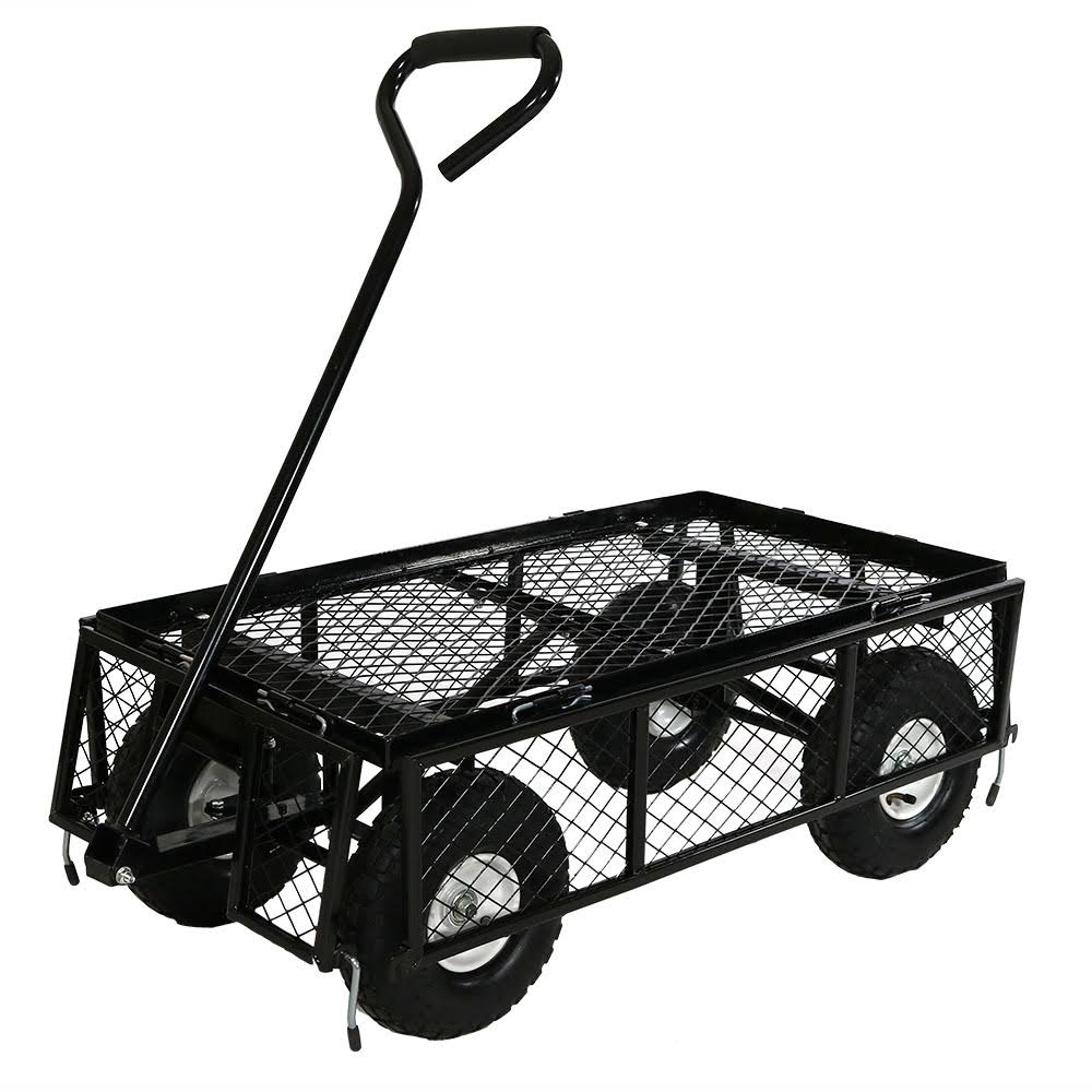 Black Utility Cart with Folding Sides and Liner Y8639