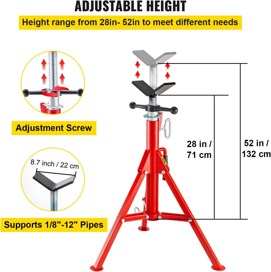 Adjustable Folding Steel Pipe Stands 28-52 Inch 2500 LB Pack of 2 J30556
