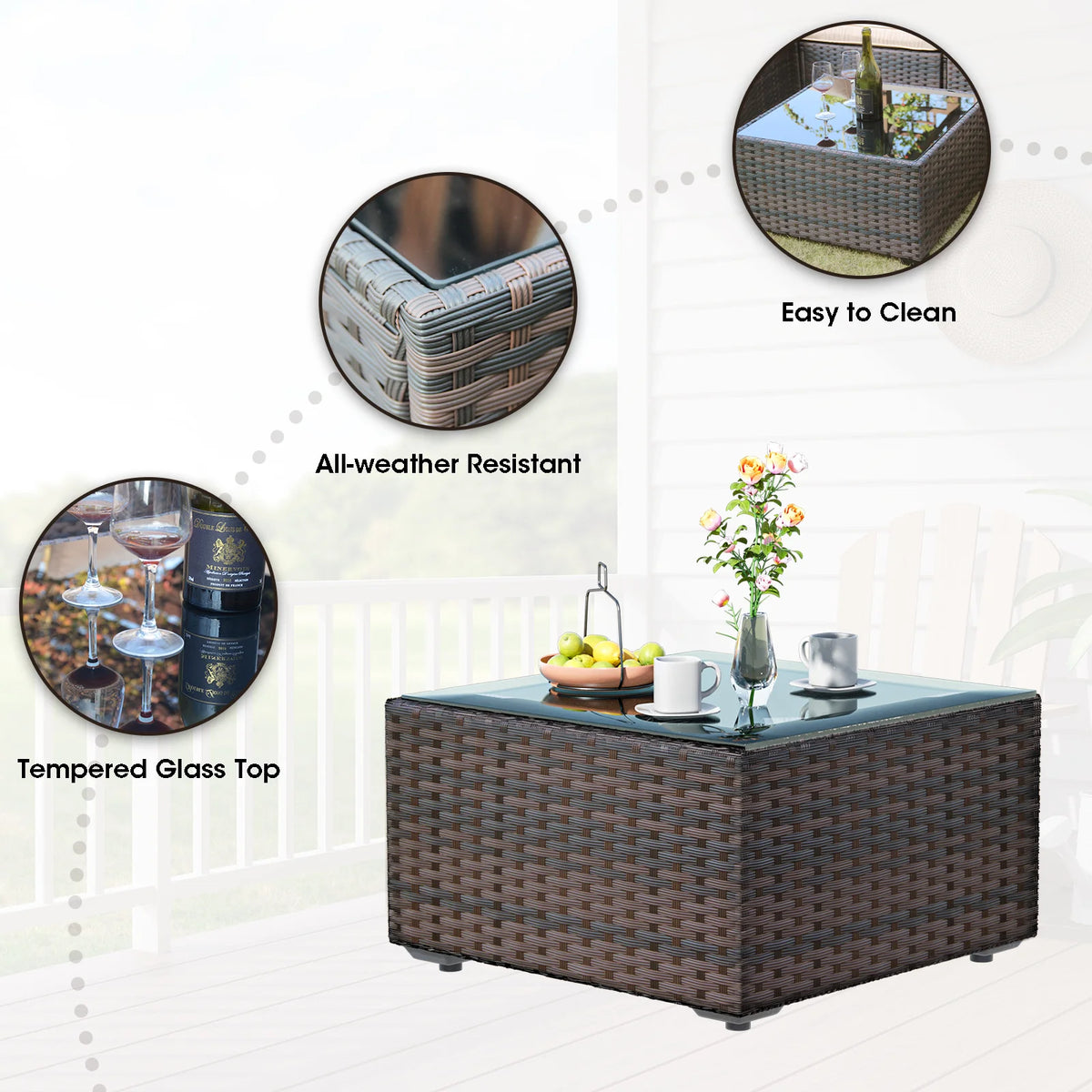9 Pieces PE Wicker Rattan Outdoor Sofa Set G316100