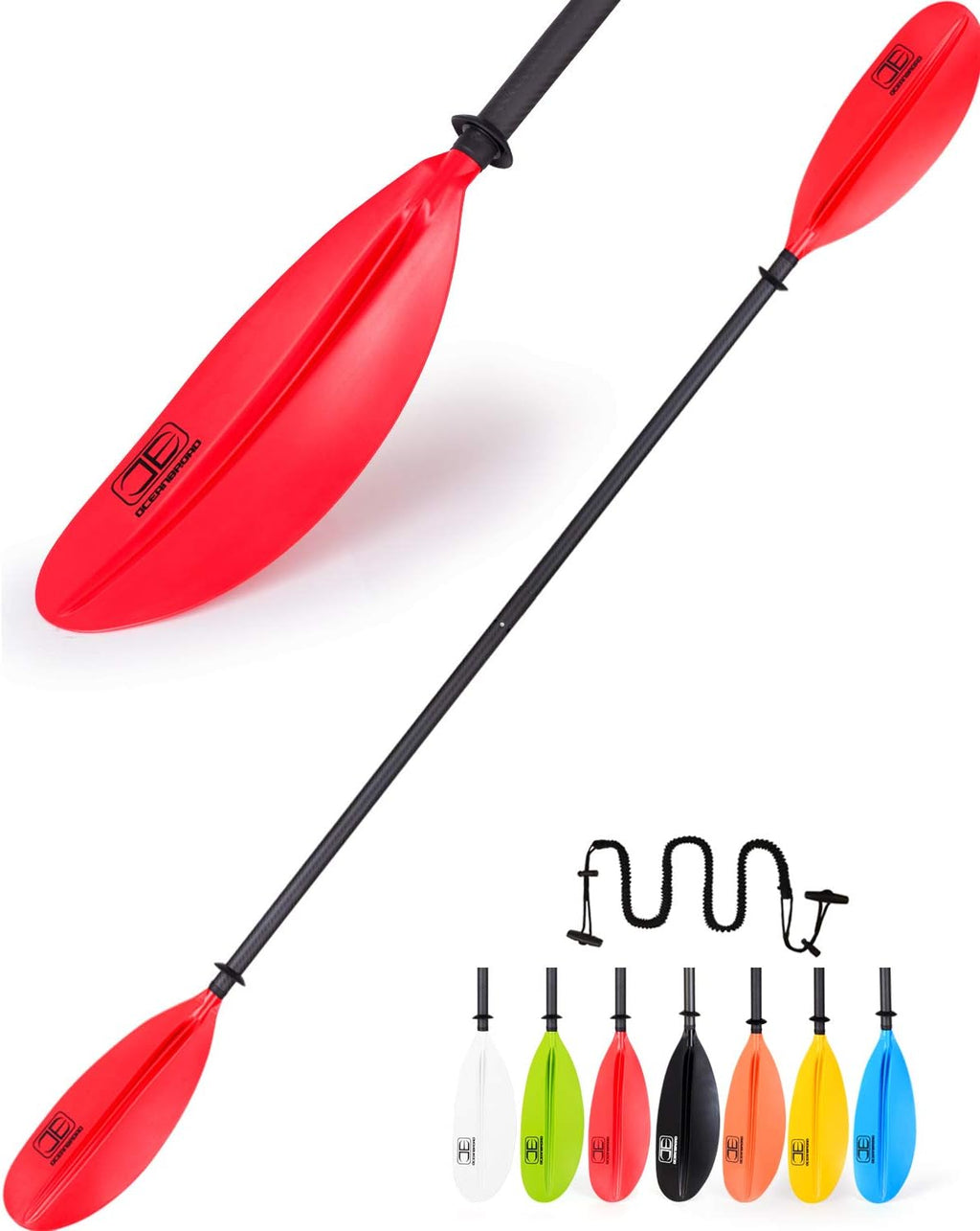 Carbon Shaft Kayak Paddle with Leash, Pack of 2 B7693