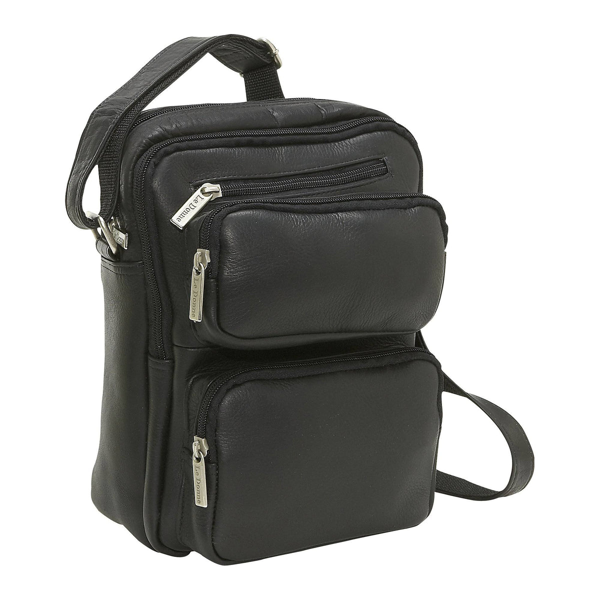 Black Leather Multi Pocket Bag U95325