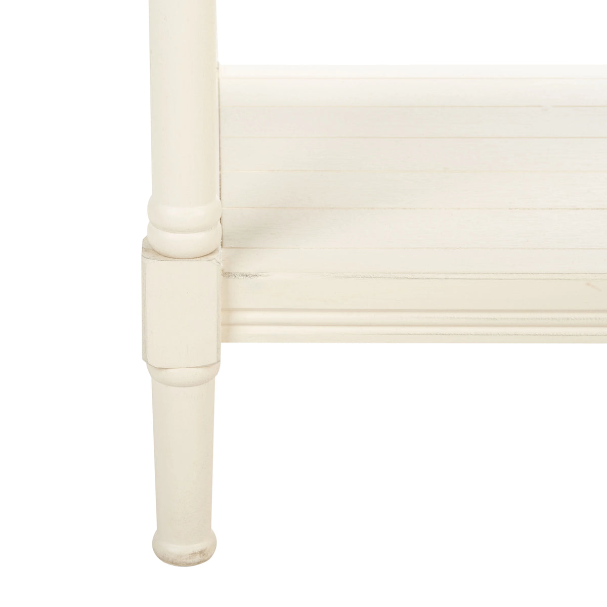 Distressed White Wood Console Table with Shelf I854492