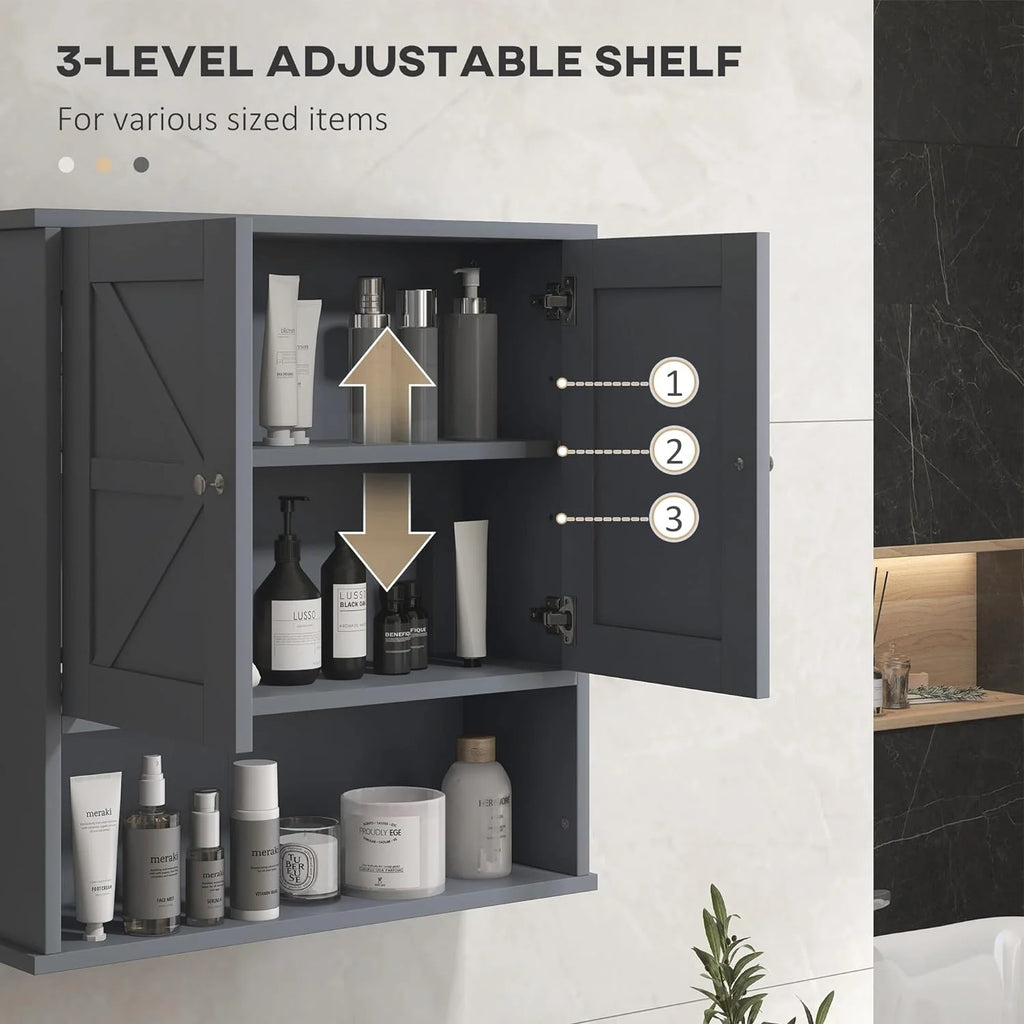 Gray Wall Mounted Bathroom Cabinet with Adjustable Shelf G569