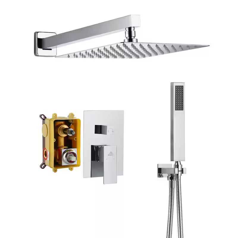 10 in. Wall Mount Dual Shower Heads with Hand Shower Faucet in Chrome G31768